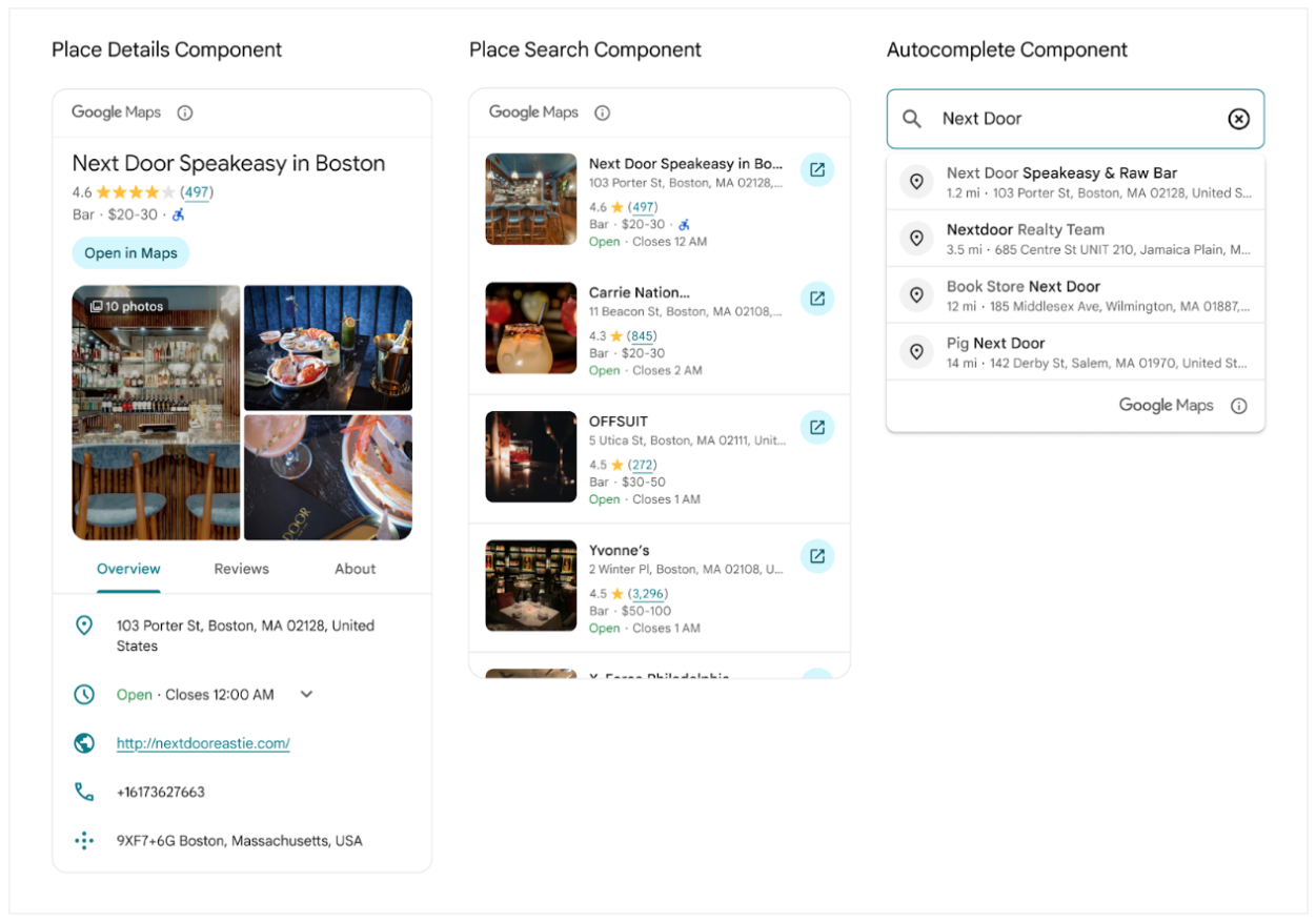 Places UI Kit Components