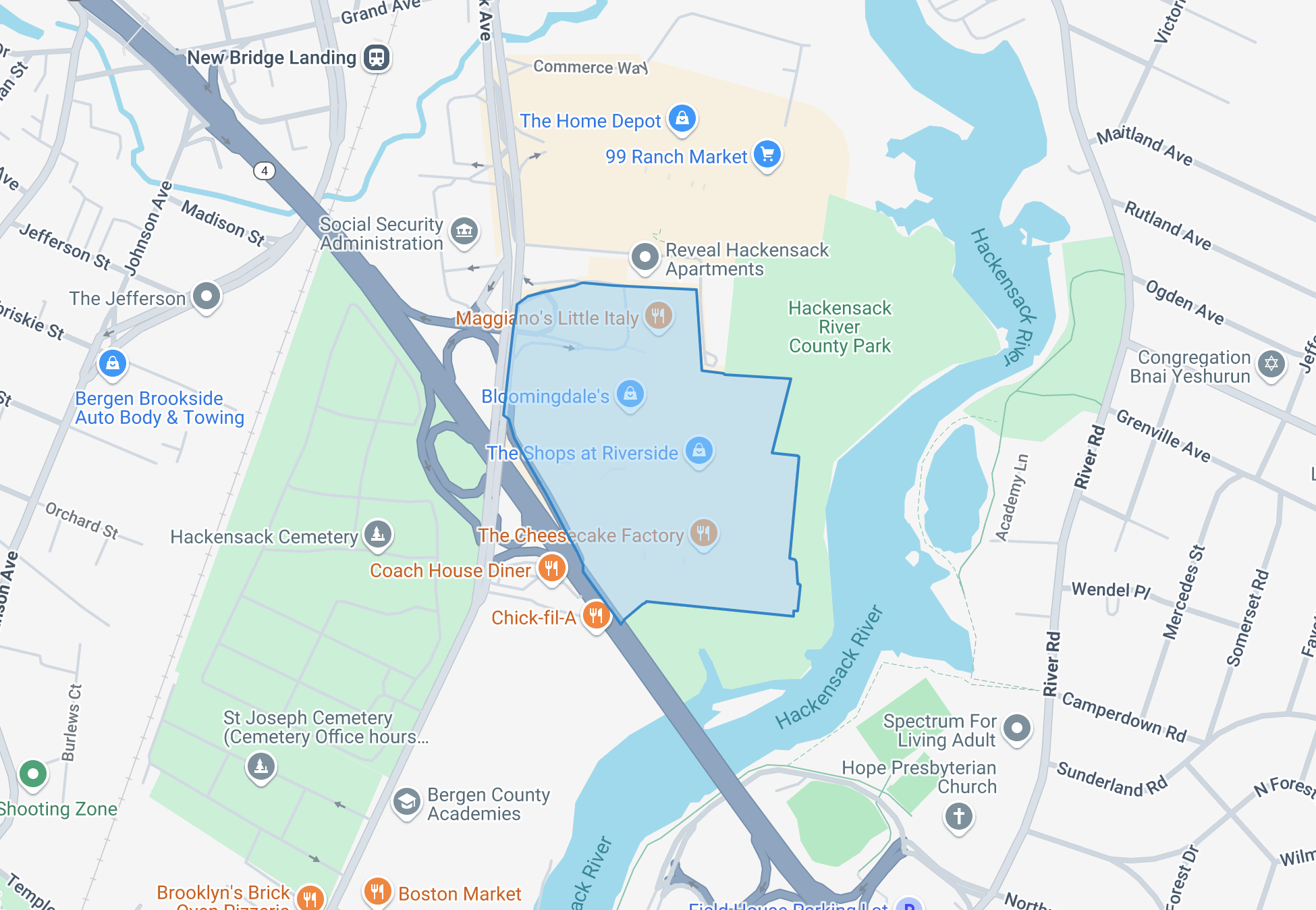 Grounds outline rendered on the map